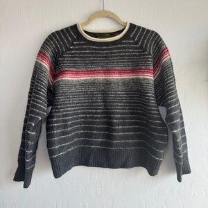 Vintage Timberland Weathergear Sweater XL Merino Wool Cotton Striped Grey 90s